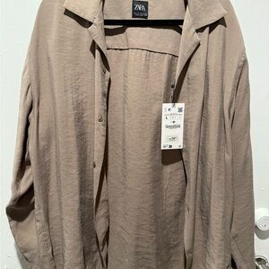 Zara Beige Button Down Shirt